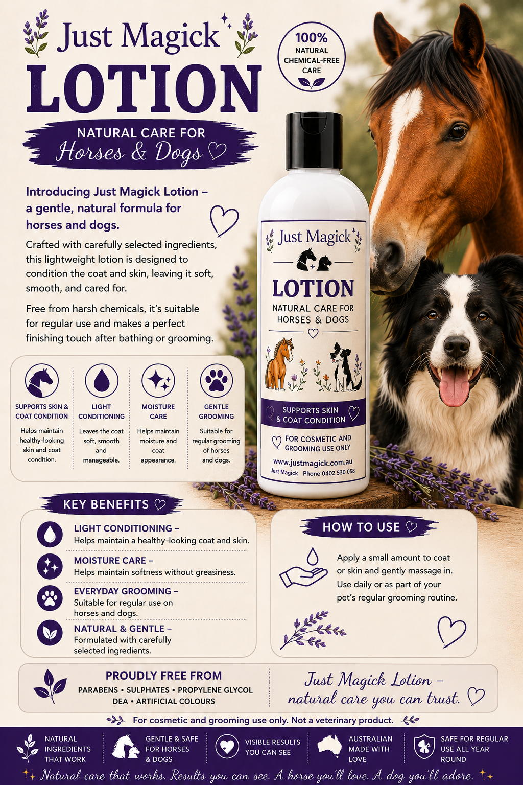 *JUST MAGICK LOTION FOR HORSES & HOUNDS