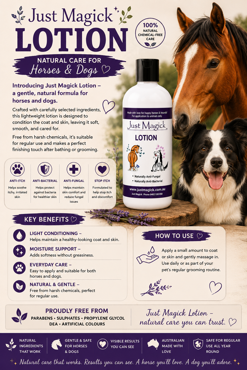 **JUST MAGICK LOTION FOR HORSES & HOUNDS