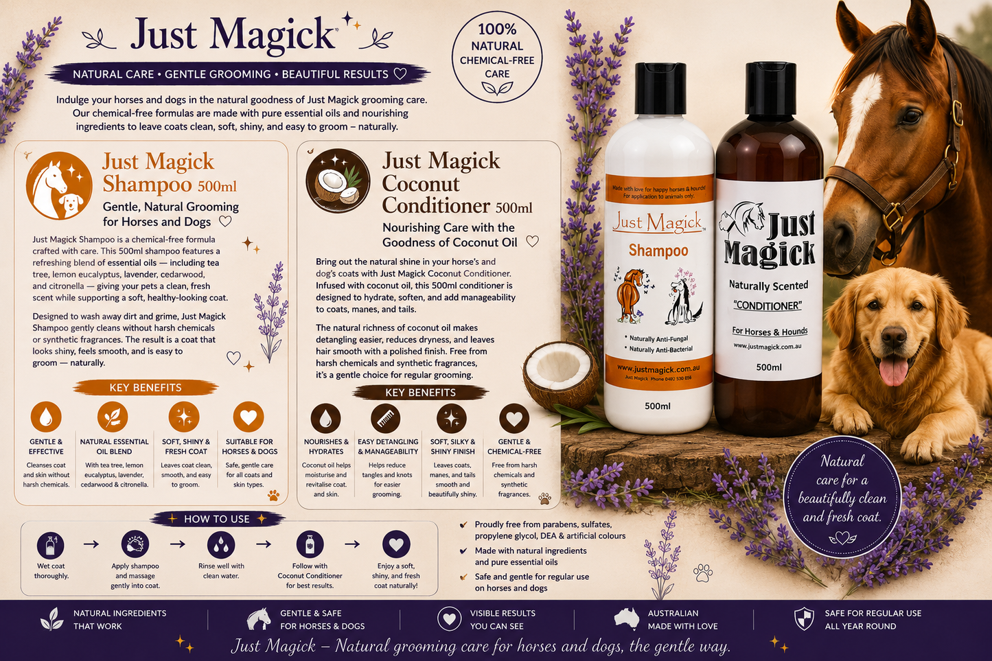 -JUST MAGICK SHAMPOO & COCONUT CONDITIONER-500ml