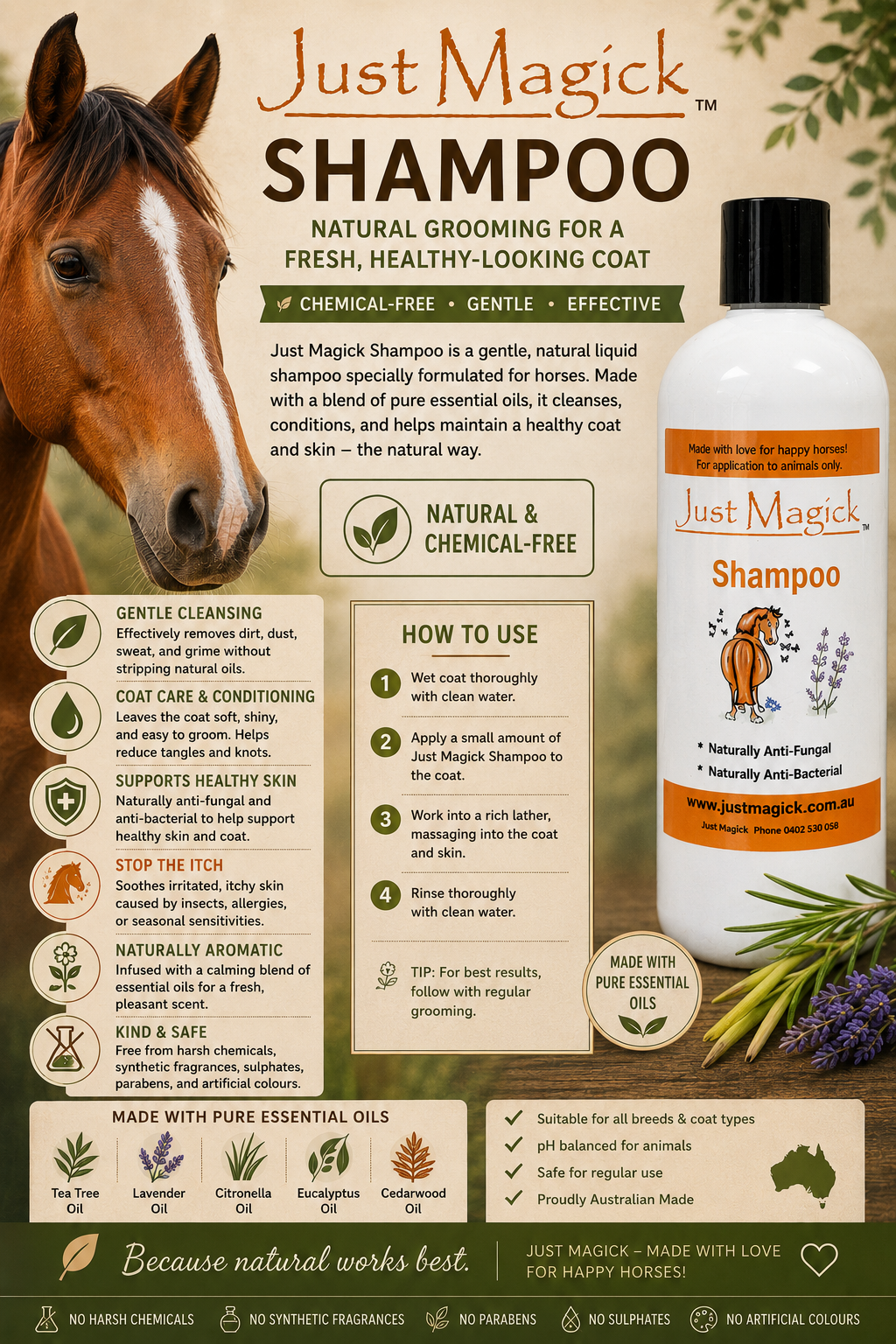 **JUST MAGICK TREATMENT SHAMPOO FOR HORSES AND DOGS 5LTR