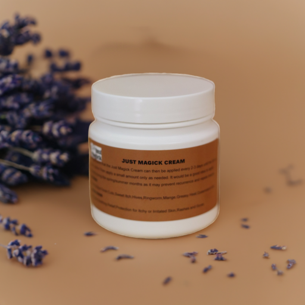 ..JUST MAGICK CREAM FOR HORSES AND DOGS (DOUBLE STRENGTH OF THE LOTION)