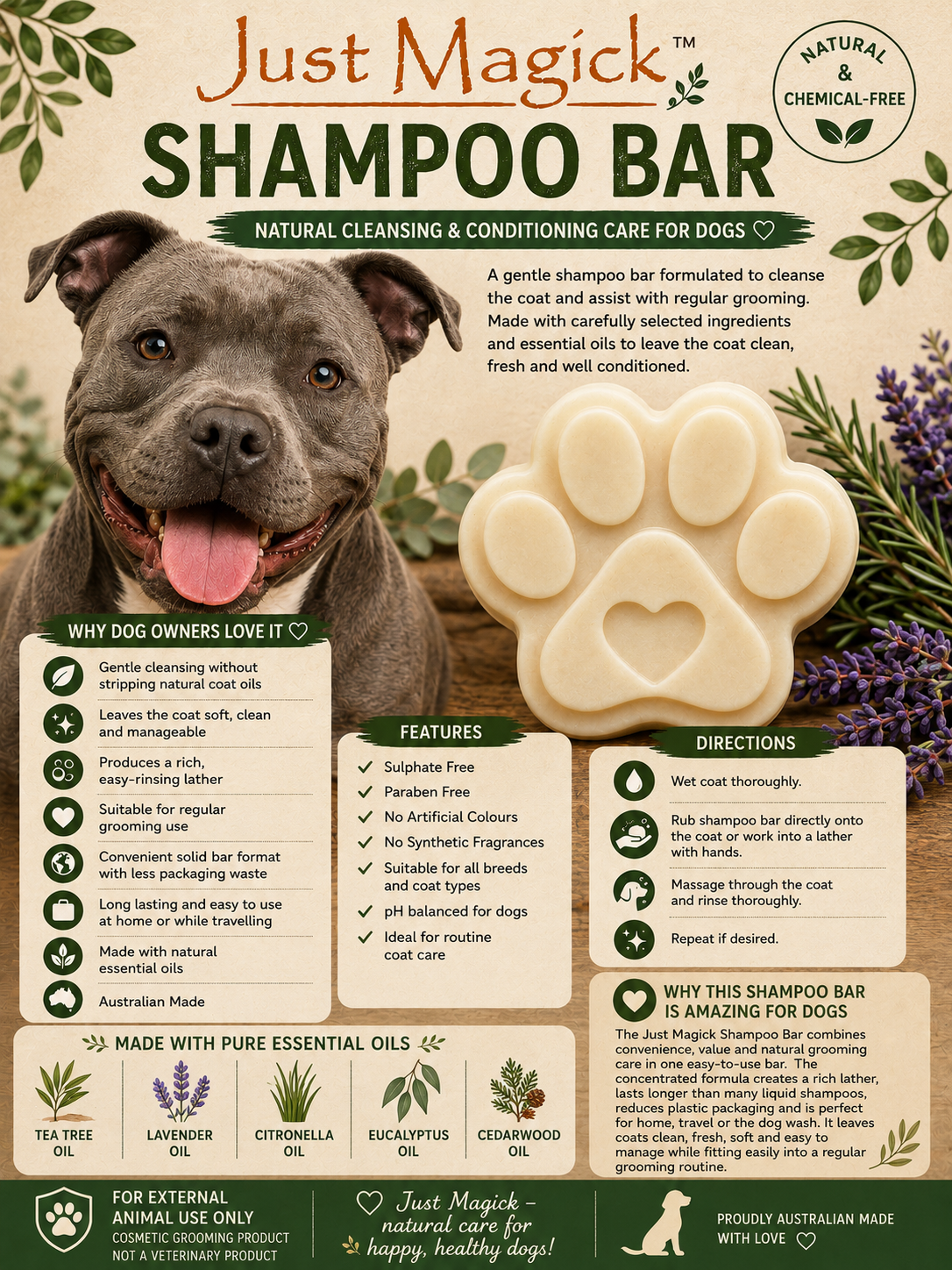 The Just Magick Dog Shampoo Bar