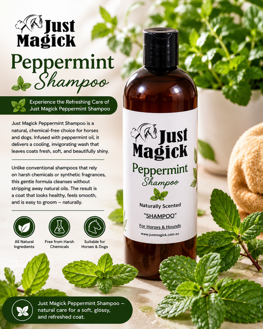 JUST MAGICK PEPPERMINT SHAMPOO FOR HORSES AND DOGS